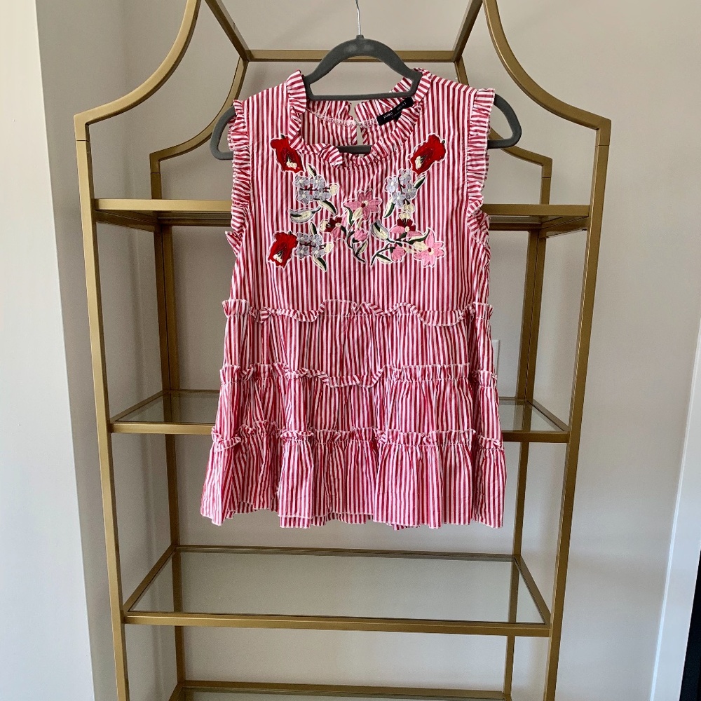Red & White Striped Sleeveless Top